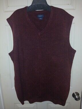 HARBOR BAY Men's Maroon V-Neck Sweater Vest 3XLT